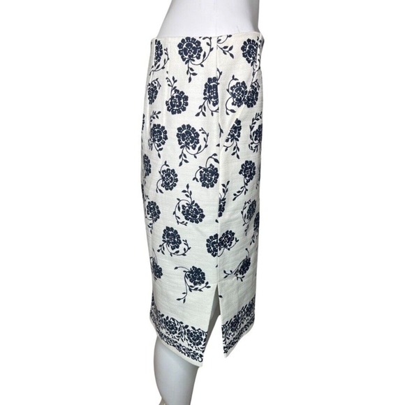 Loft Skirt Womens 8 White Blue Floral Pencil Skirt‎ Straight Flower Bloomcore - Picture 2 of 7